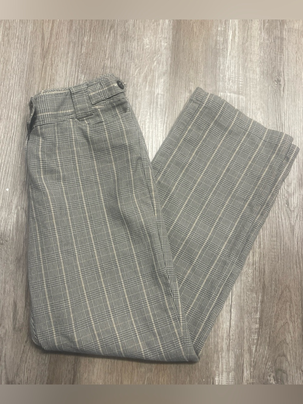 CATO Womens Flat Front Straight Leg Dress Pants Black White Houndstooth Size 8